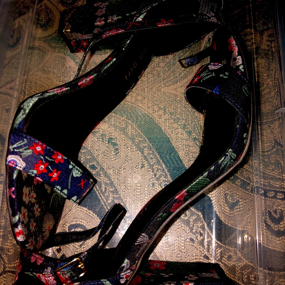 Floral block heels